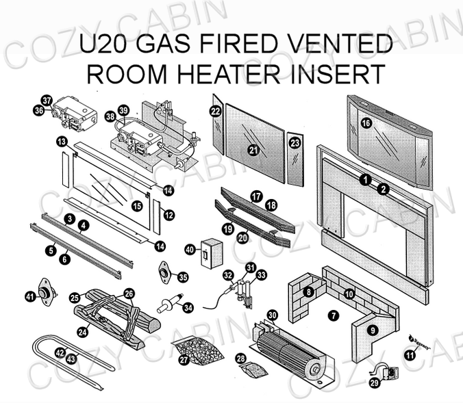 Energy Gas Fireplace Insert (U20) #U20